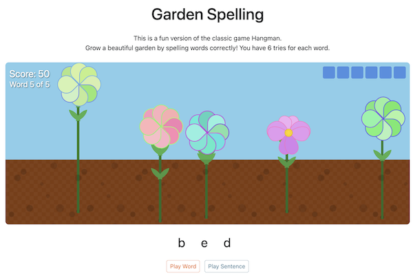 Garden Spelling game
