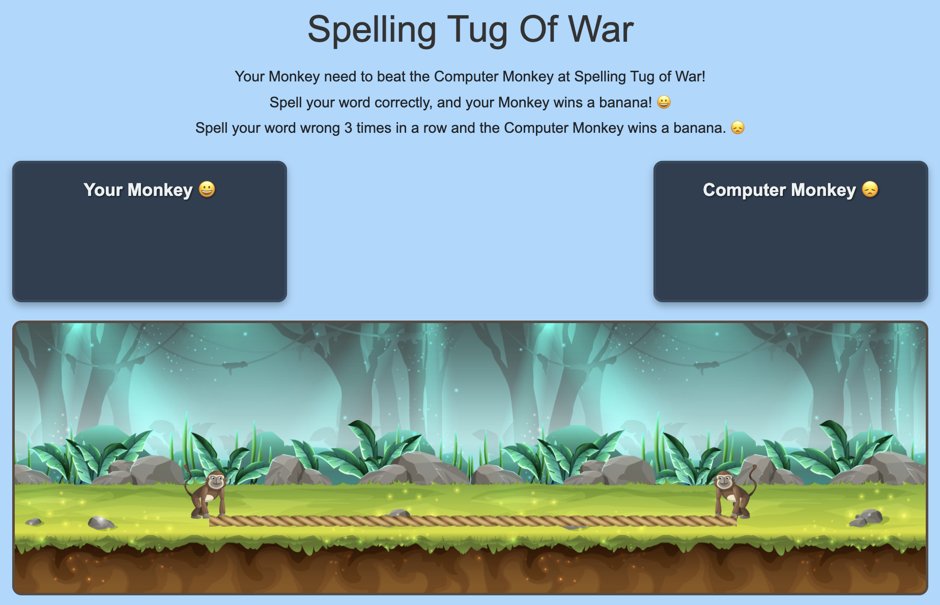 Spelling Tug Of War game