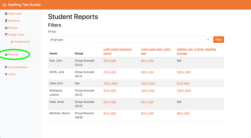 Navigating to Reports
